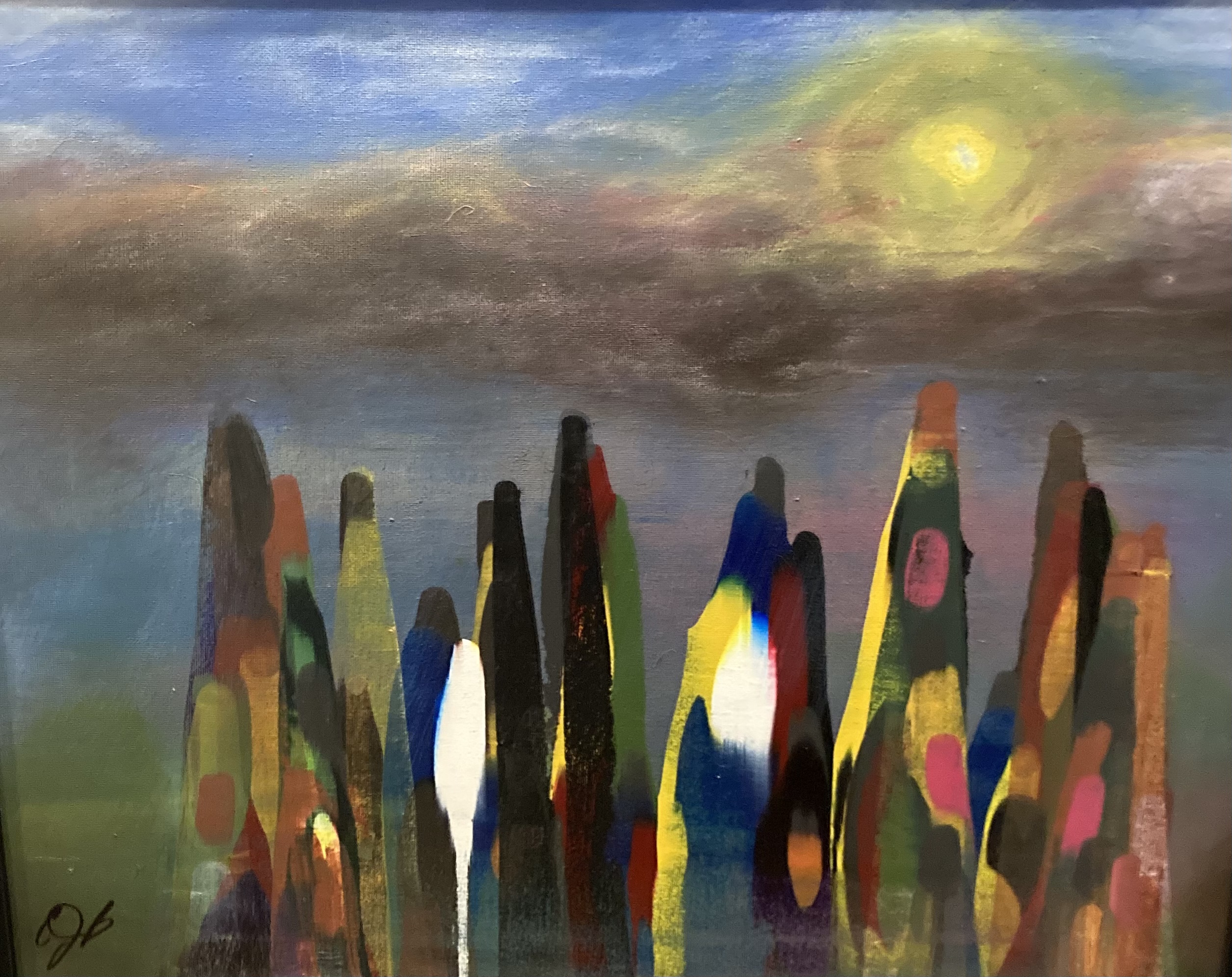 The above is based upon a poem which I wrote. This is what I saw as I was writing. This was my first attempt at painting